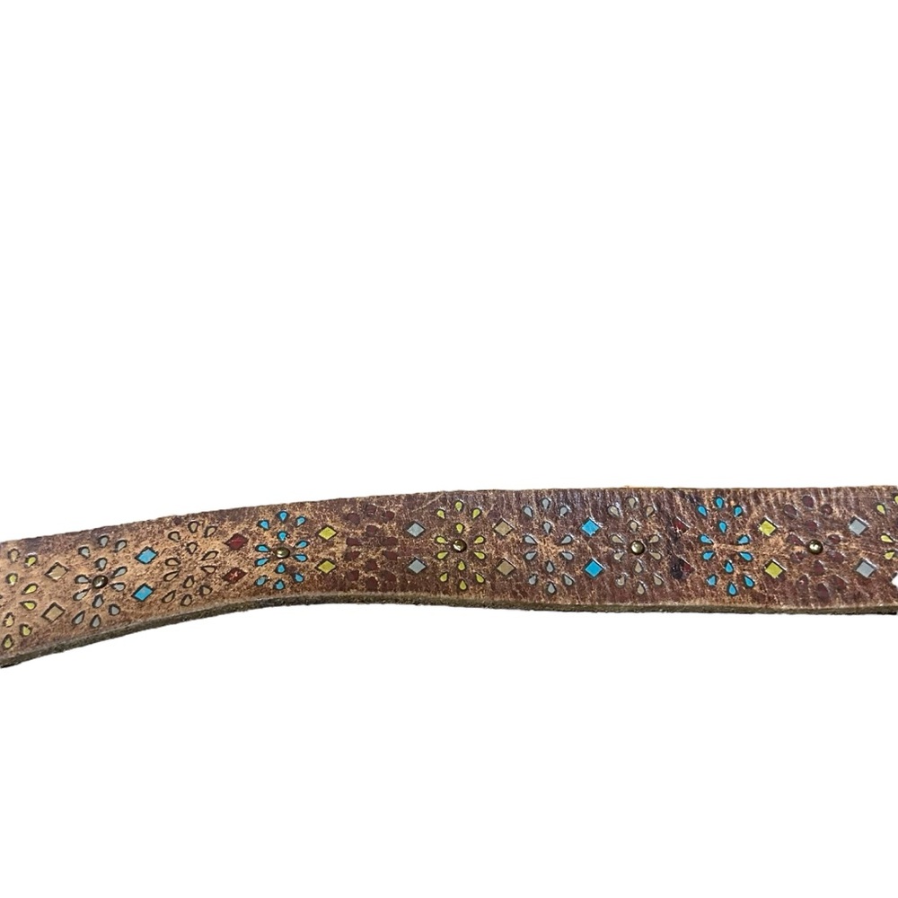 Fossil Womens Size Large Belt Tooled Leather West… - image 8